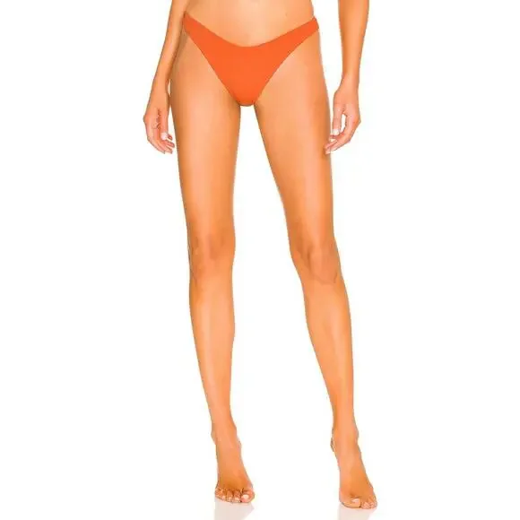L*SPACE Cabana Bitsy Bikini Bottom Amber Burnt Orange Ribbed Stretch Medium NEW - Picture 5 of 13